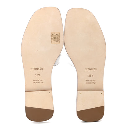 Hermes Box Calfskin Oran Sandals 38.5 White 5 of 8