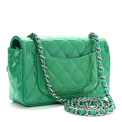 Chanel Patent Calfskin Quilted Mini Rectangular Flap Green 3 of 10