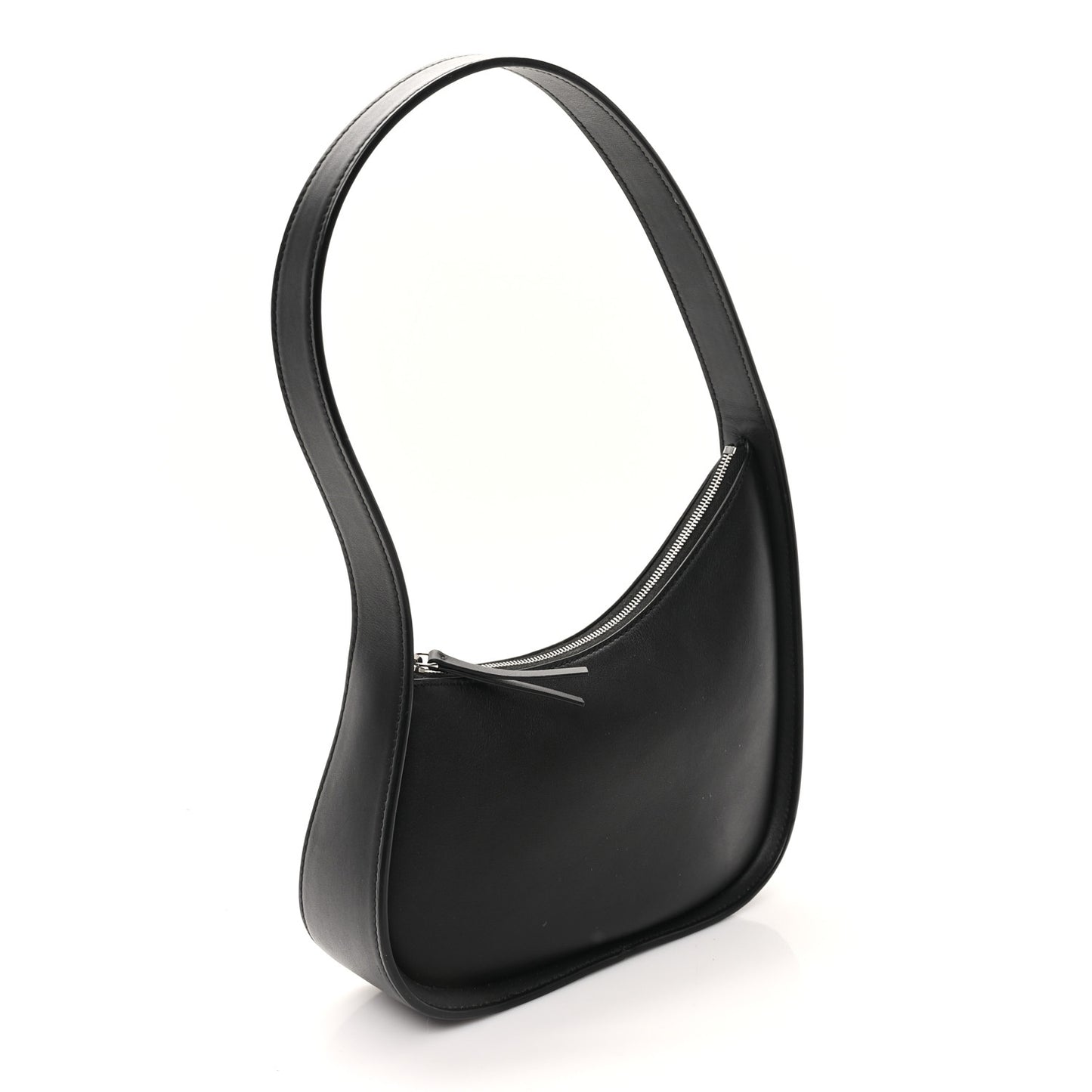 Smooth Calfskin Half Moon Shoulder Bag Black