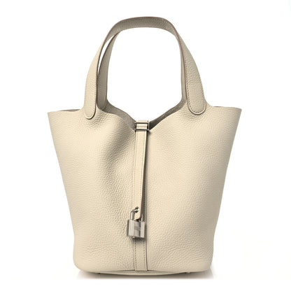 Hermes Taurillon Clemence Picotin Lock 22 MM Beton 1 of 12