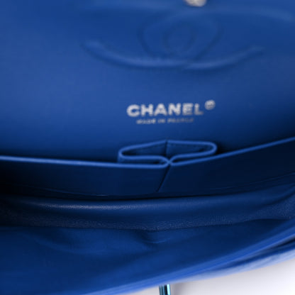 Chanel Caviar Chevron Quilted Medium Double Flap Blue 5 of 11