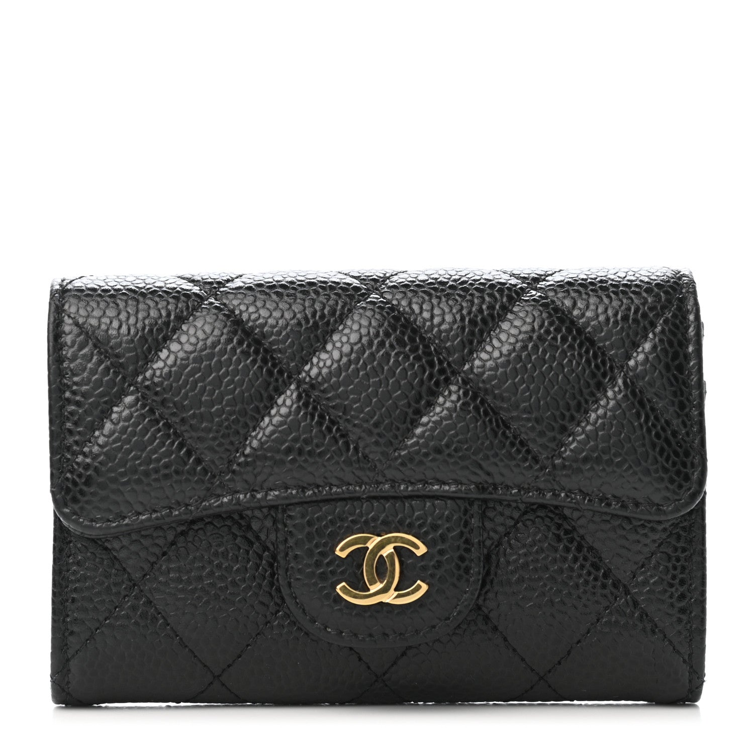 Chanel Caviar Quilted Flap Card Holder Wallet Black 1 of 4