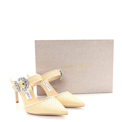 Jimmy Choo Raffia Crystal Dyana 85 Mule Pumps 38.5 Natural Milk 9 of 9
