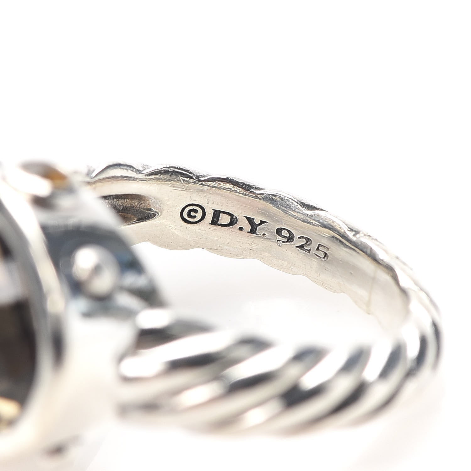 David Yurman Sterling Silver Smoky Quartz Citrine 11mm Renaissance Ring 49 4.75 5 of 5