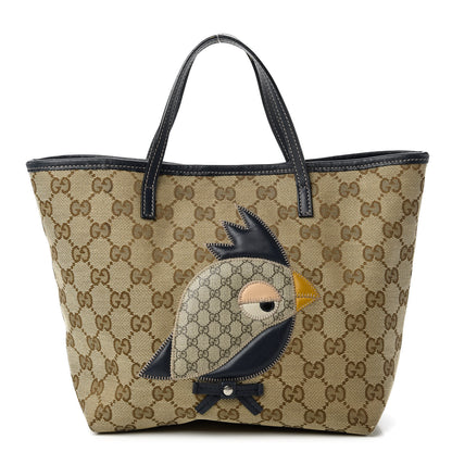 Gucci GG Monogram Childrens Mini Zoo Bird Tote Navy 1 of 11