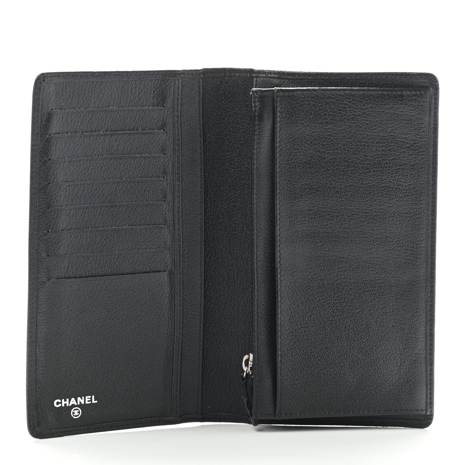 Chanel Goatskin Camellia Embossed Yen Wallet Black 5 of 17