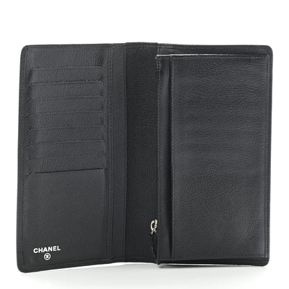 Chanel Goatskin Camellia Embossed Yen Wallet Black 5 of 17