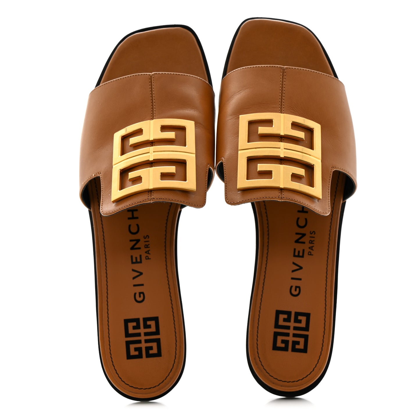 Smooth Calfskin 4G Flat Sandals 39.5 Brown
