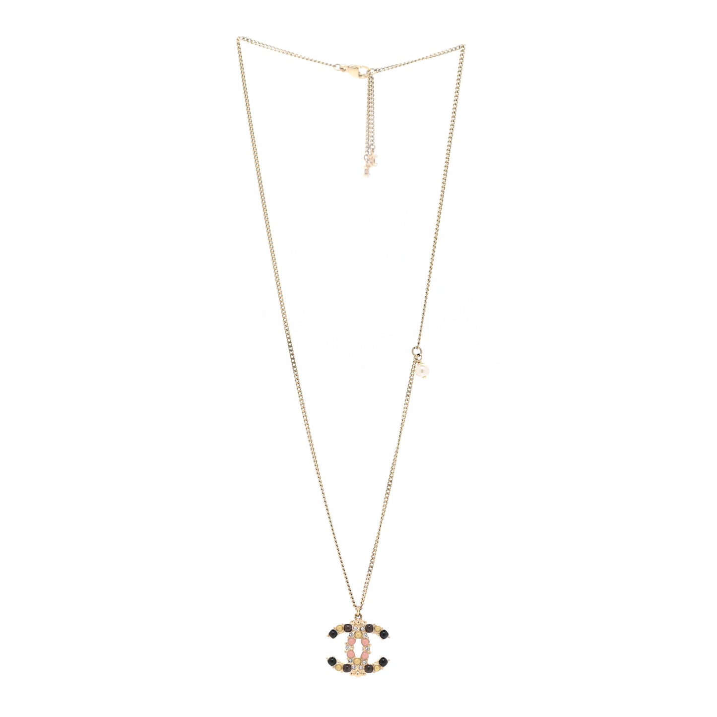 Crystal Gripoix CC Necklace Gold Multicolor