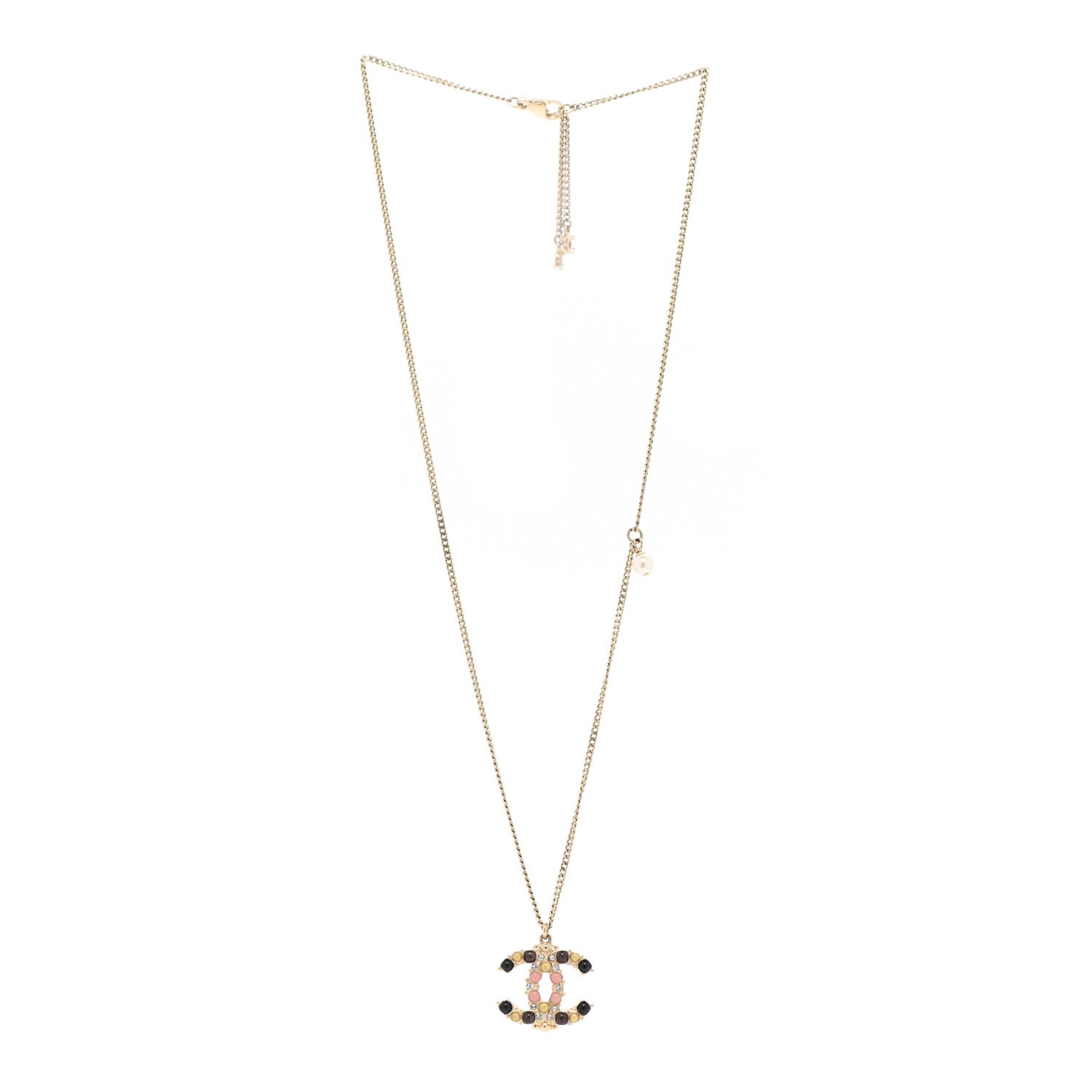 Chanel Crystal Gripoix CC Necklace Gold Multicolor 3 of 6