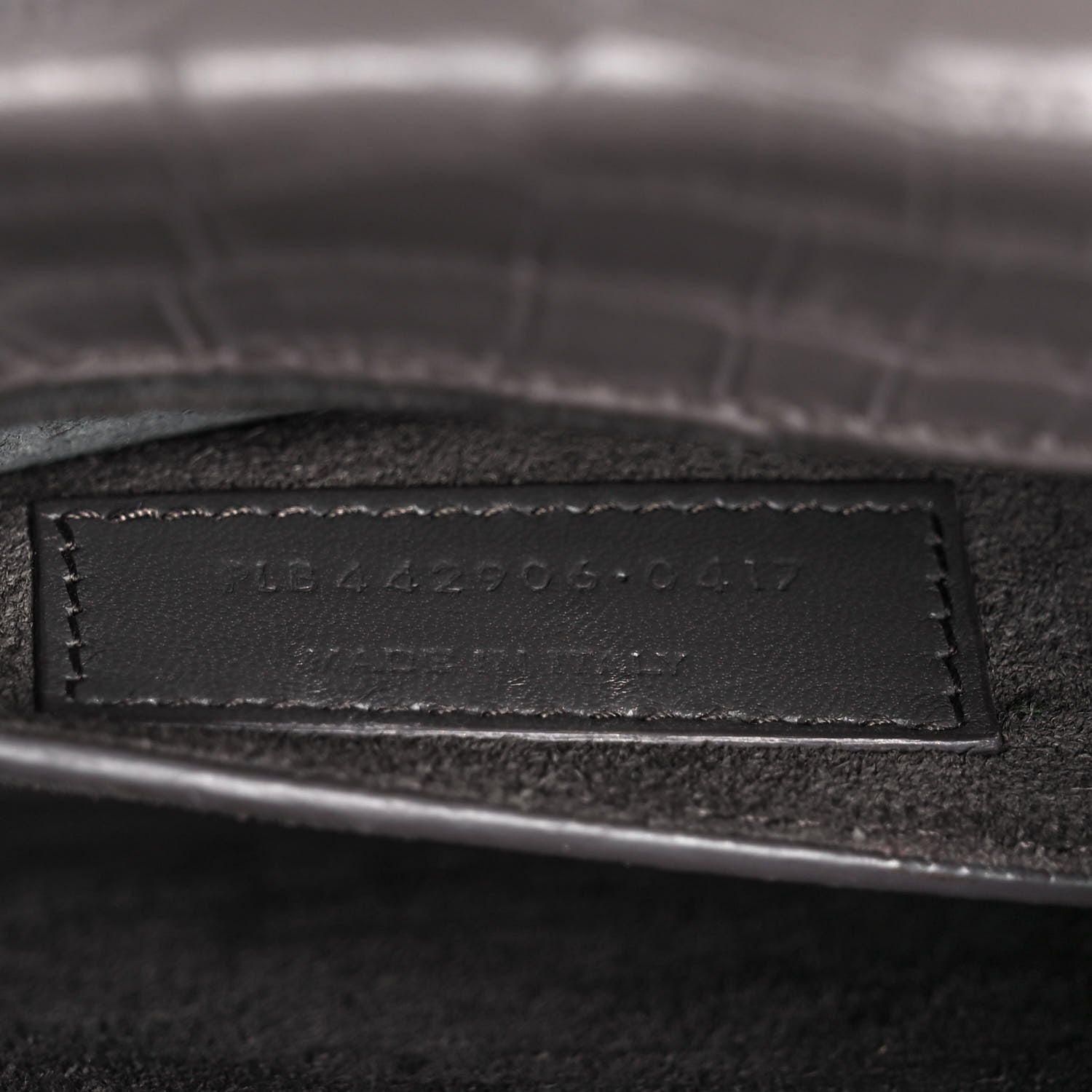 Saint Laurent Calfskin Crocodile Embossed Medium Monogram Sunset Fog 6 of 9