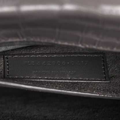 Saint Laurent Calfskin Crocodile Embossed Medium Monogram Sunset Fog 6 of 9