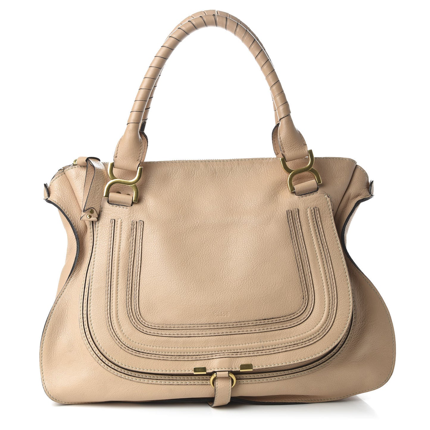 Calfskin Large Marcie Satchel Light Tan