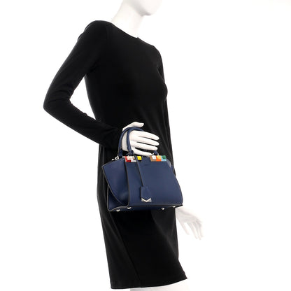 Fendi Vitello Dolce Studded Mini 3Jours Tote Blueberry Multicolor 3 of 8