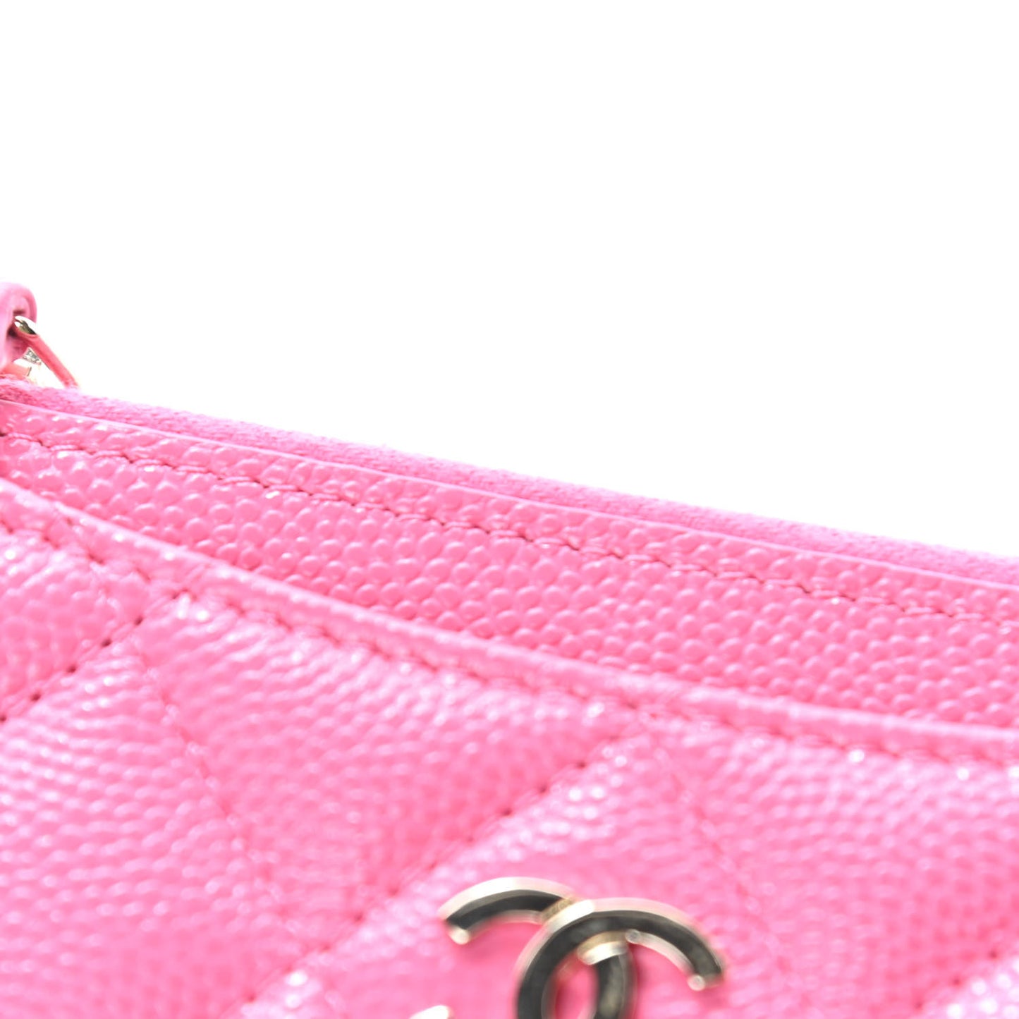 Caviar Quilted CC Zip Card Holder Pink