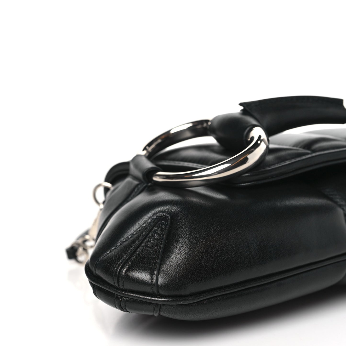 Nappa Vertical Matelasse Medium Maxi Horsebit Chain Shoulder Bag Black