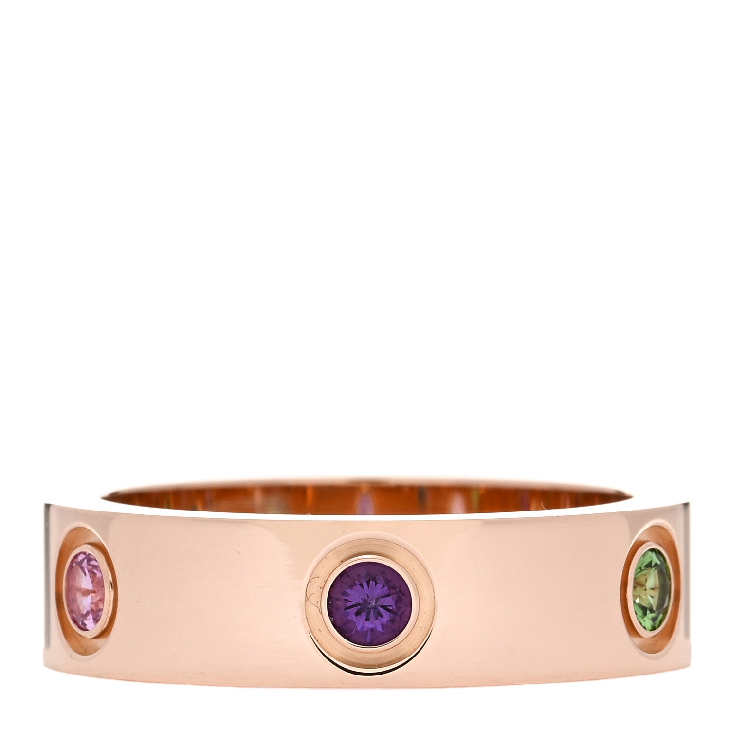 Cartier 18K Pink Gold Sapphire Garnet Amethyst 5.5mm LOVE Ring 55 7.25 3 of 4