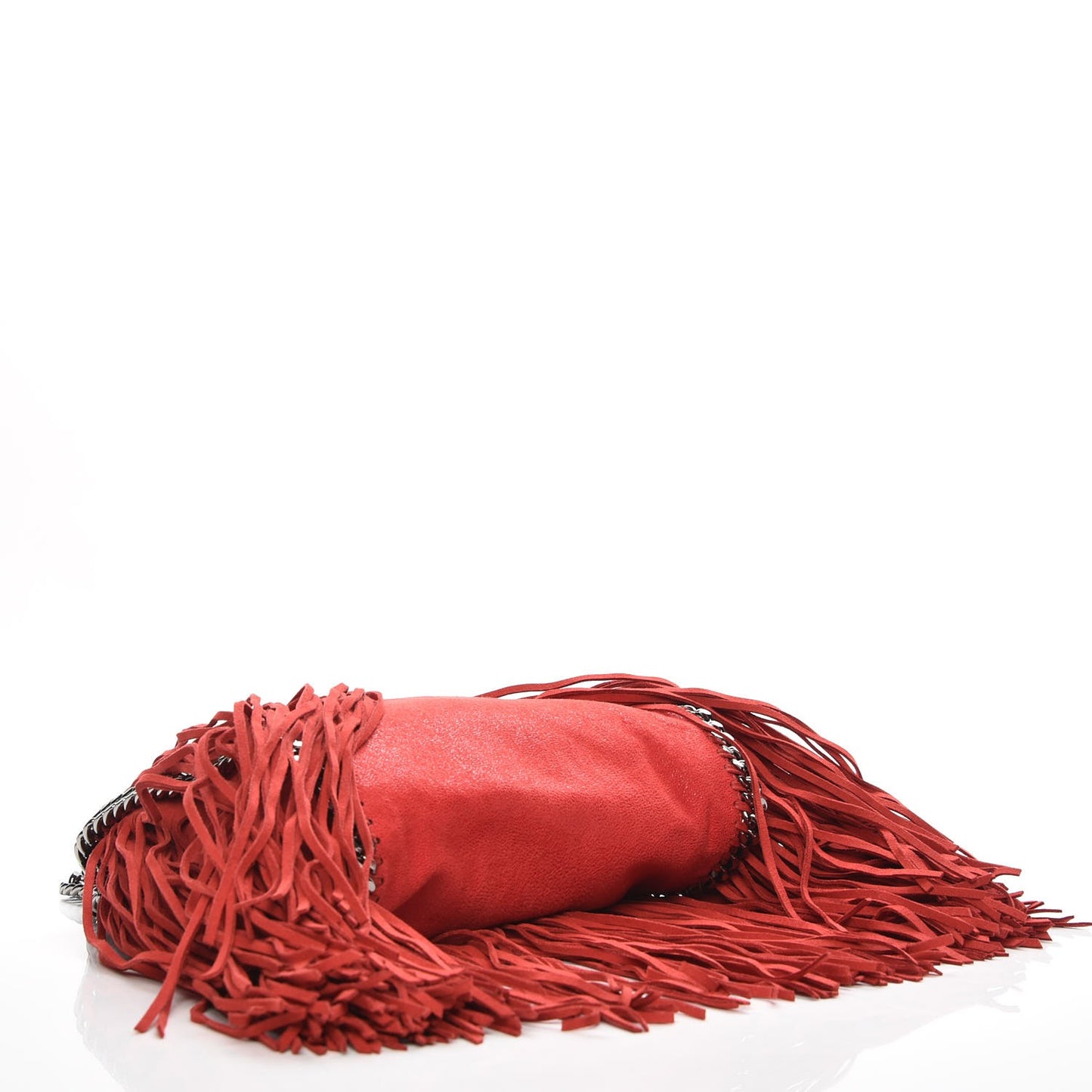 Shaggy Deer Fringe Mini Falabella Tote Cherry