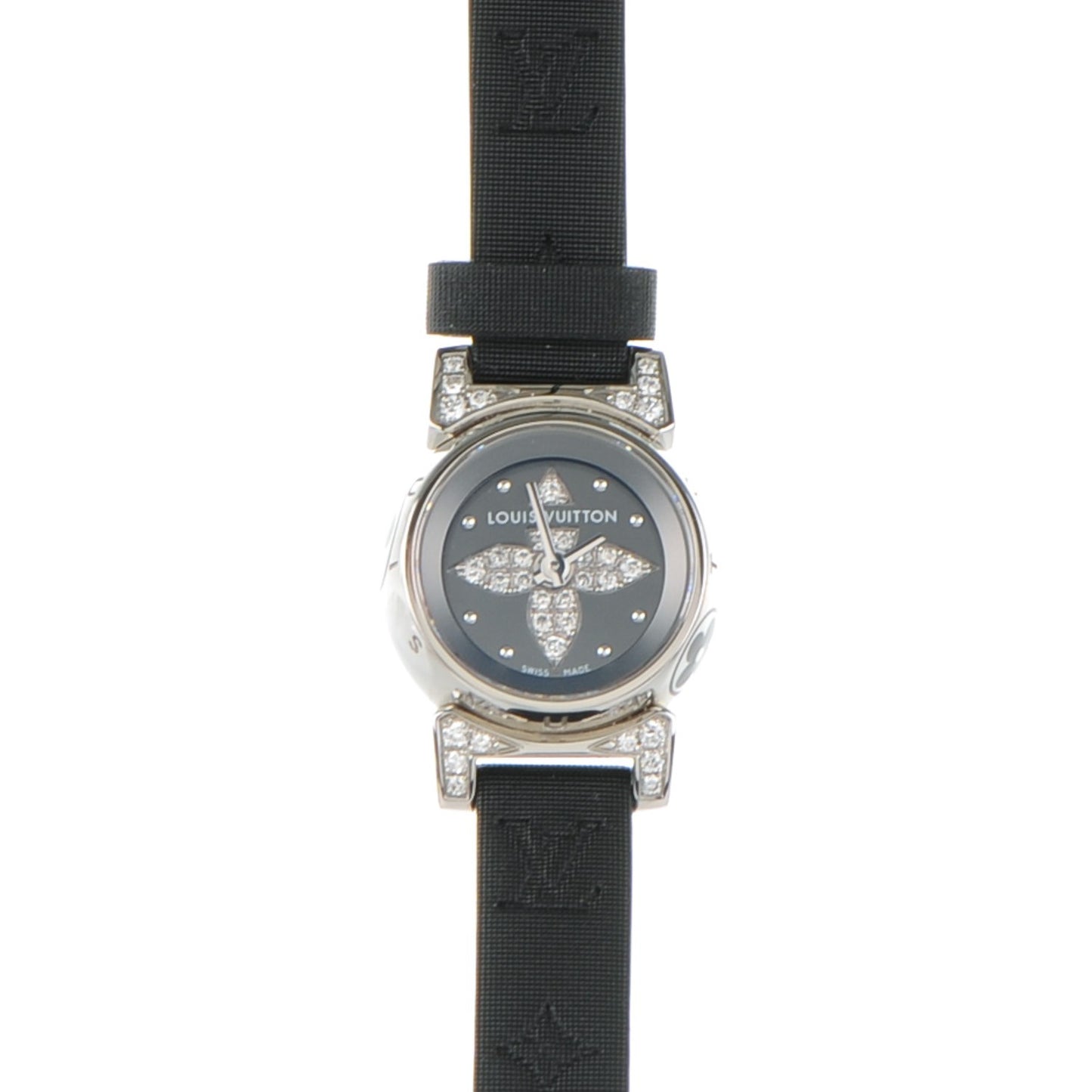 Stainless Steel Douceur Diamond 18mm Tambour Bijou Quartz Watch Grey