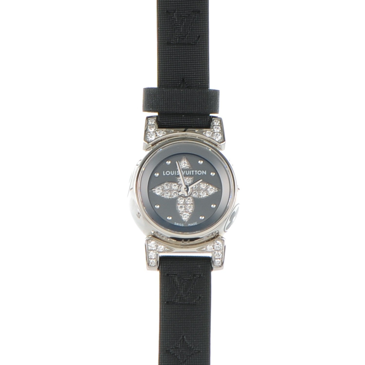 Louis Vuitton Stainless Steel Douceur Diamond 18mm Tambour Bijou Quartz Watch Grey 1 of 10