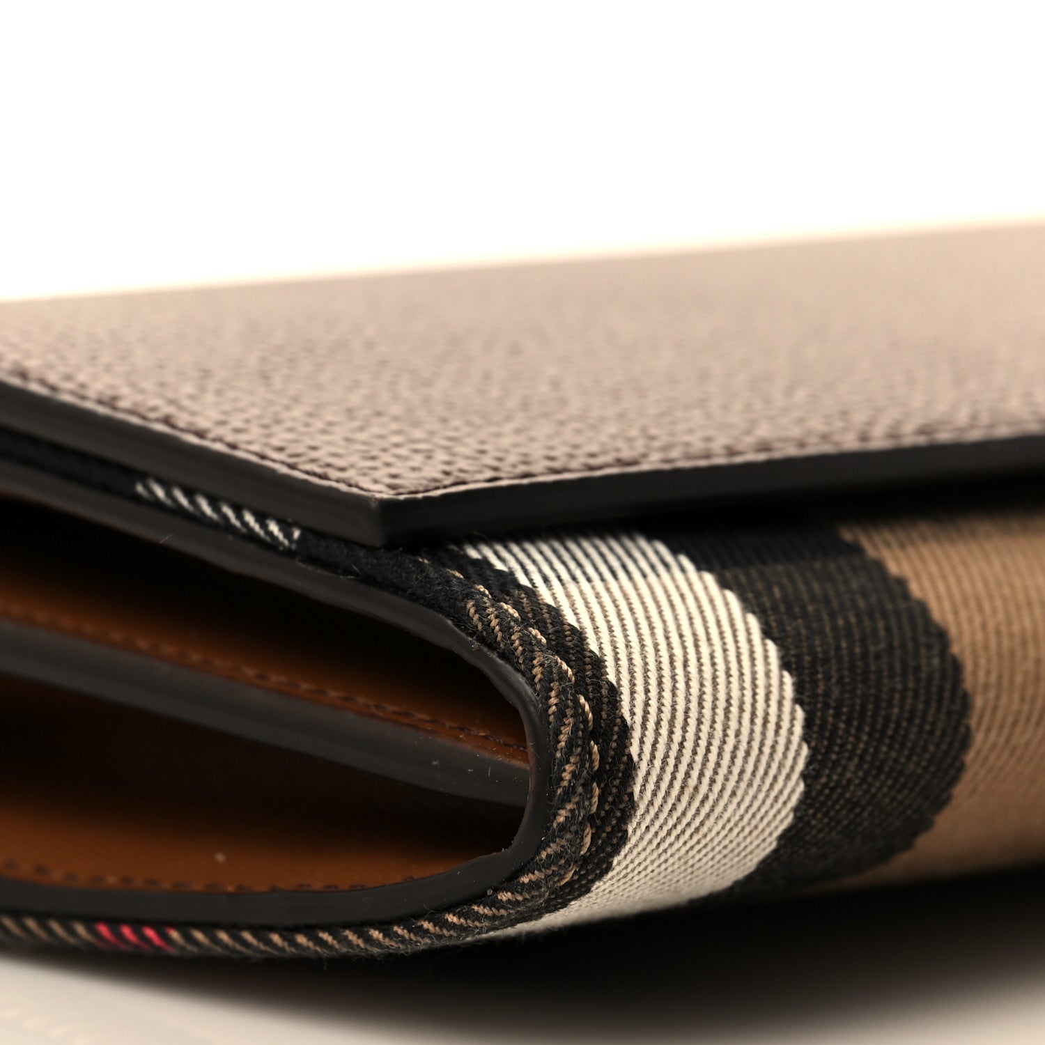 Burberry Derby Calfskin House Check Henley Wallet On Chain Tan 6 of 7