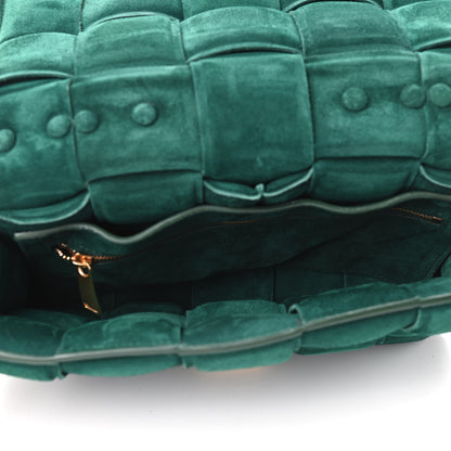 Bottega Veneta Suede Maxi Intrecciato Padded Chain Cassette Crossbody Bag Emerald Green 4 of 8