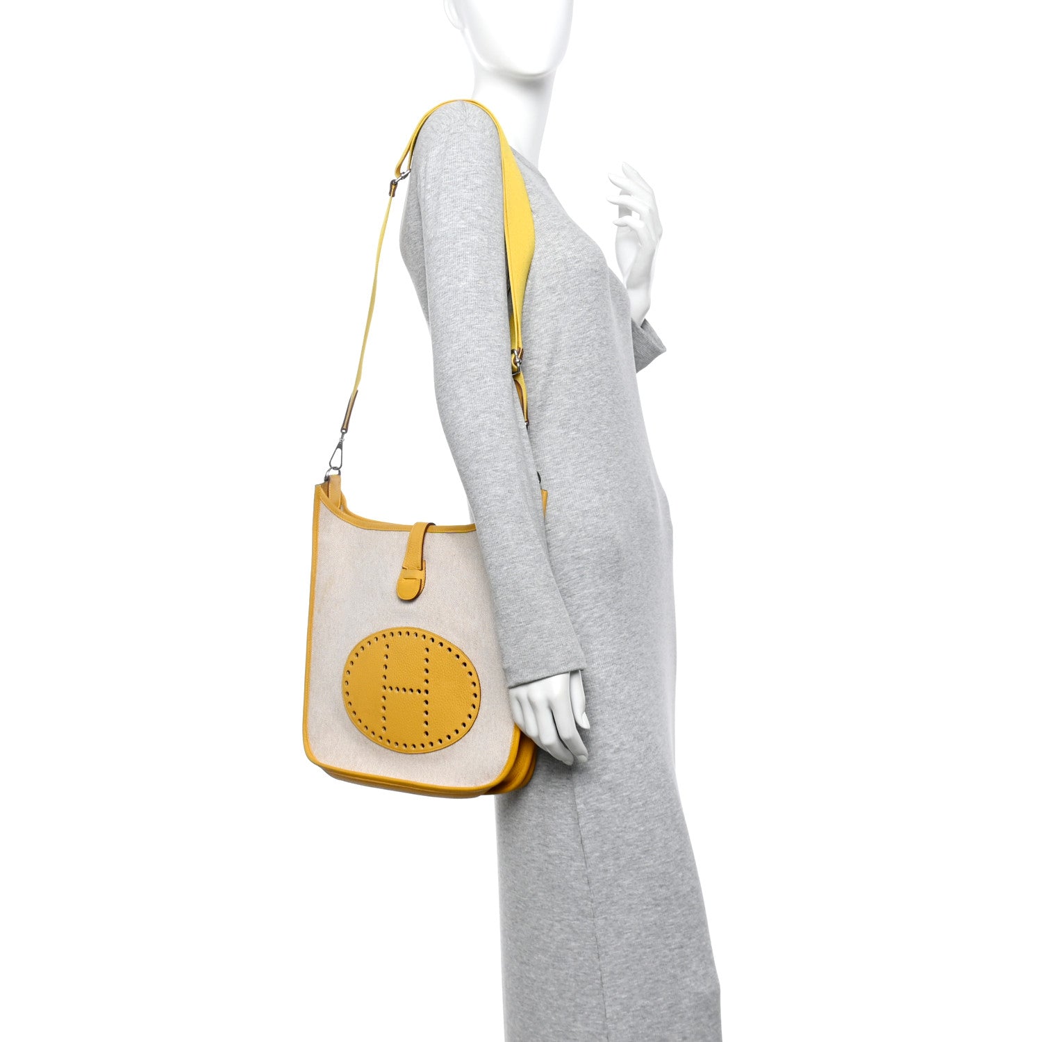 Hermes Toile Taurillon Clemence Evelyne III GM Jaune 2 of 14
