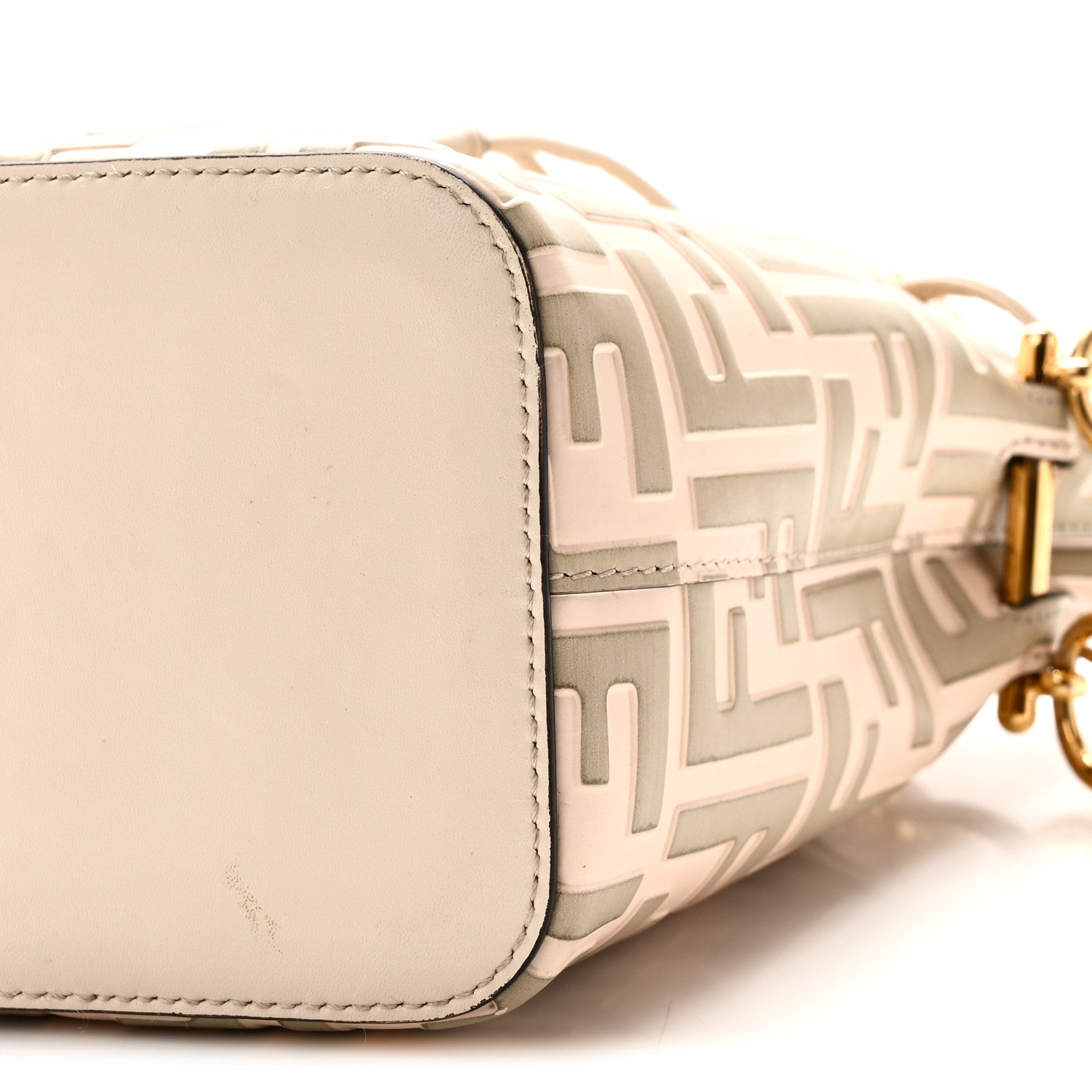 Fendi Vitello Liberty F is Fendi Bi-Color FF 1974 Embossed Mini Mon Tresor Bucket Bag Camelia Mandorlo 10 of 10