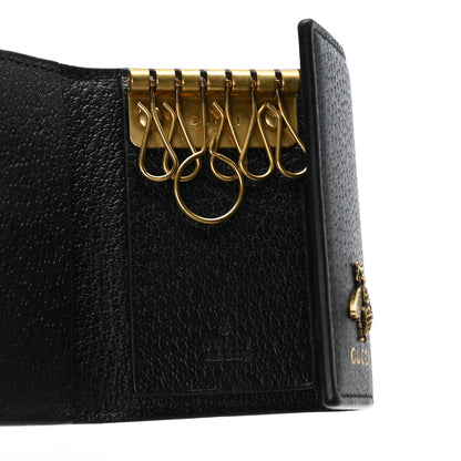 Gucci Pebbled Calfskin Bee 6 Key Holder Case Black 6 of 8