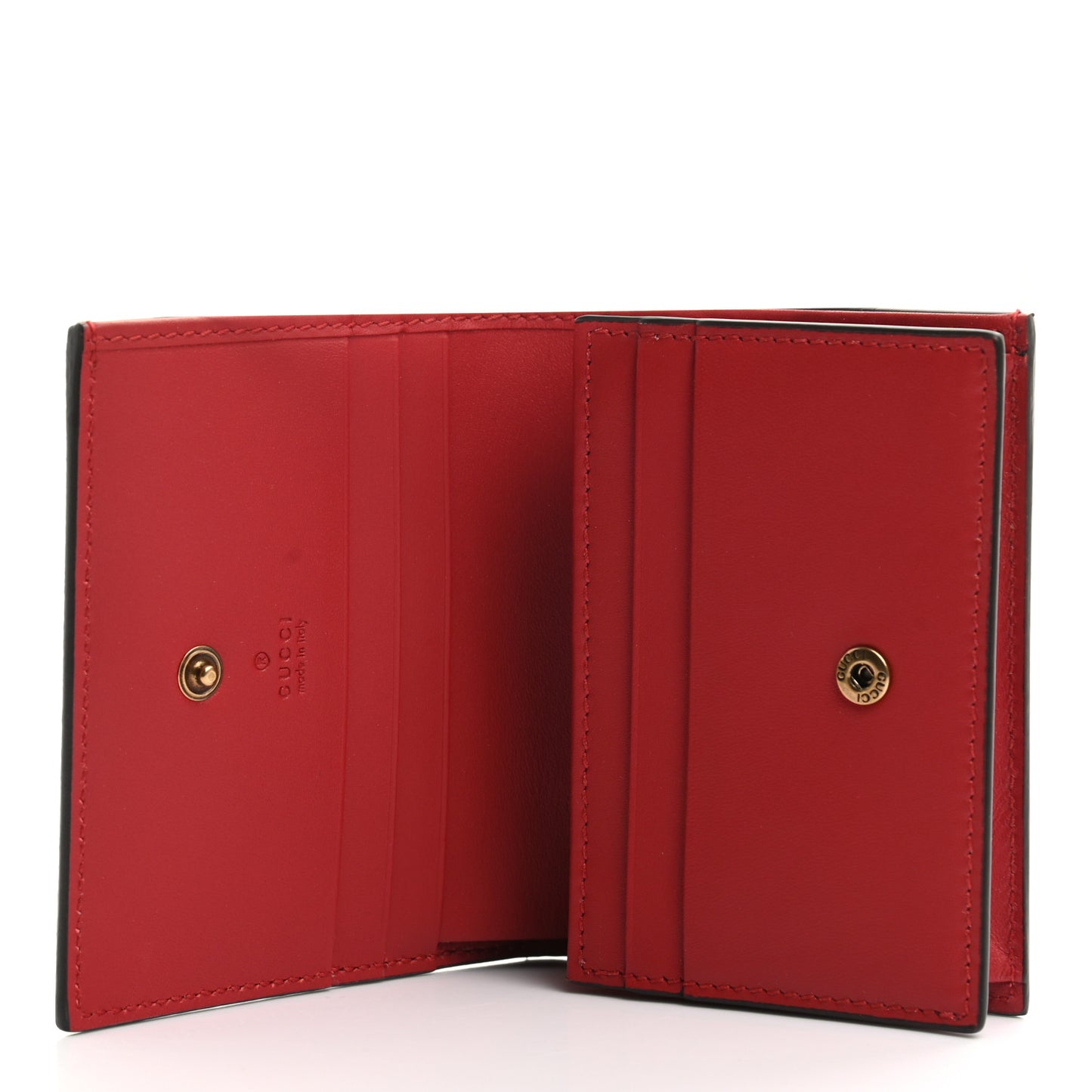 GG Supreme Monogram Cherry Embellished Card Case Wallet Hibiscus Red