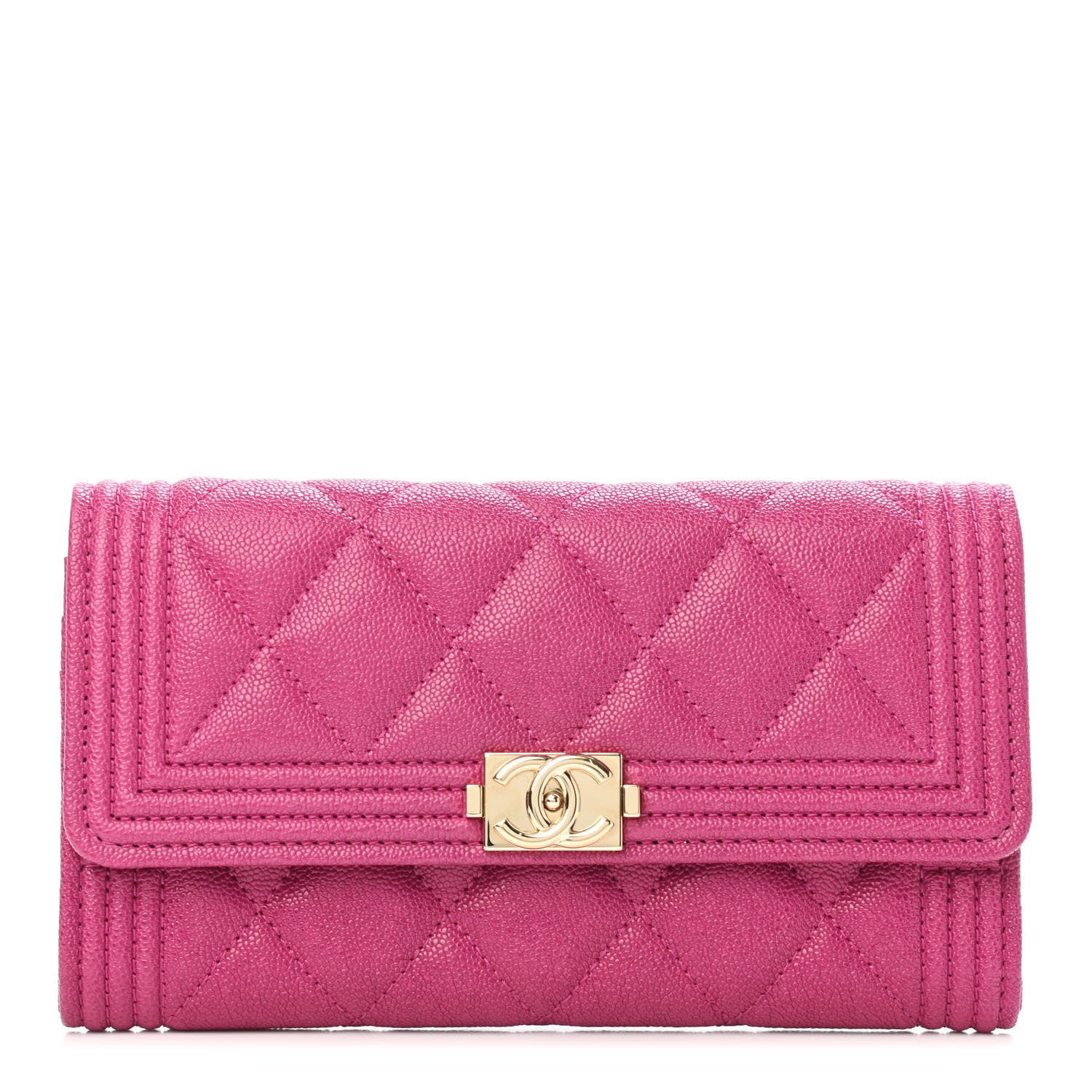 Chanel Caviar Quilted Medium Boy Flap Wallet Fuchsia 1 of 4