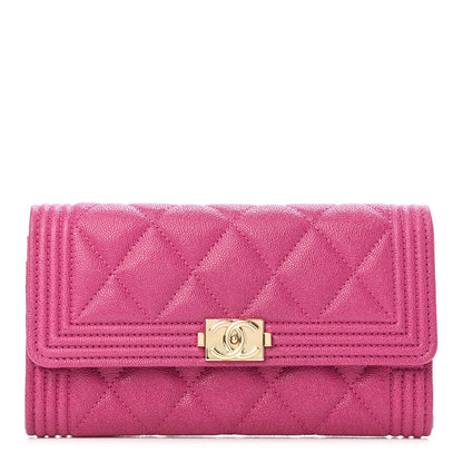 Chanel Caviar Quilted Medium Boy Flap Wallet Fuchsia 1 of 4