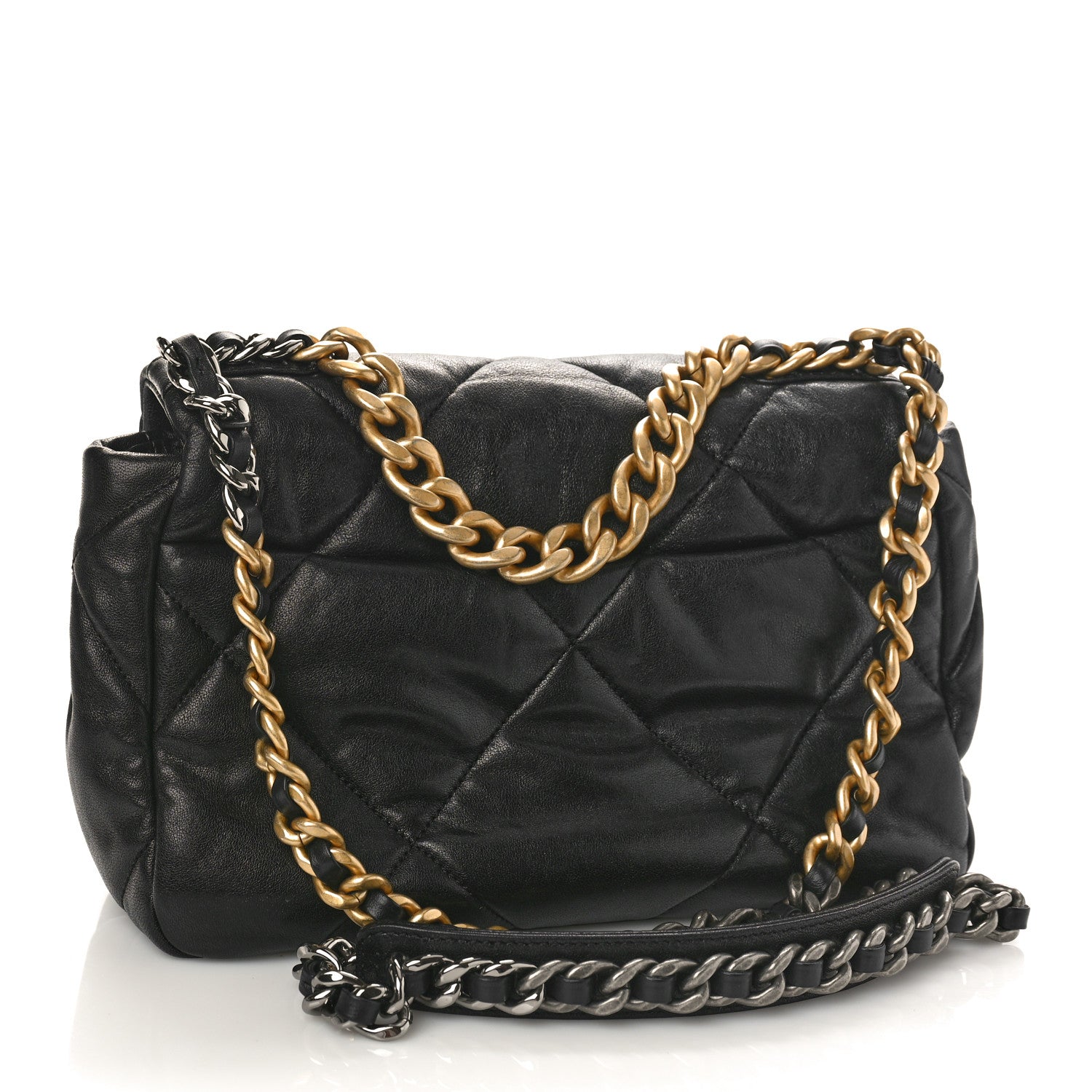 Chanel Shiny Goatskin Quilted Medium Chanel 19 Flap Black 2 of 11