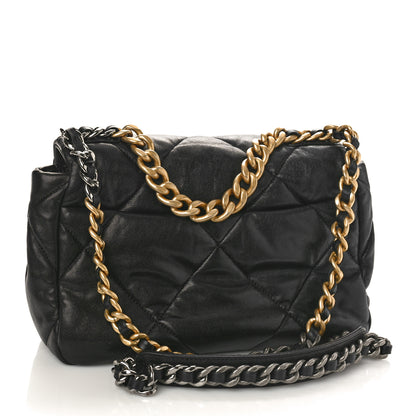 Chanel Shiny Goatskin Quilted Medium Chanel 19 Flap Black 2 of 11