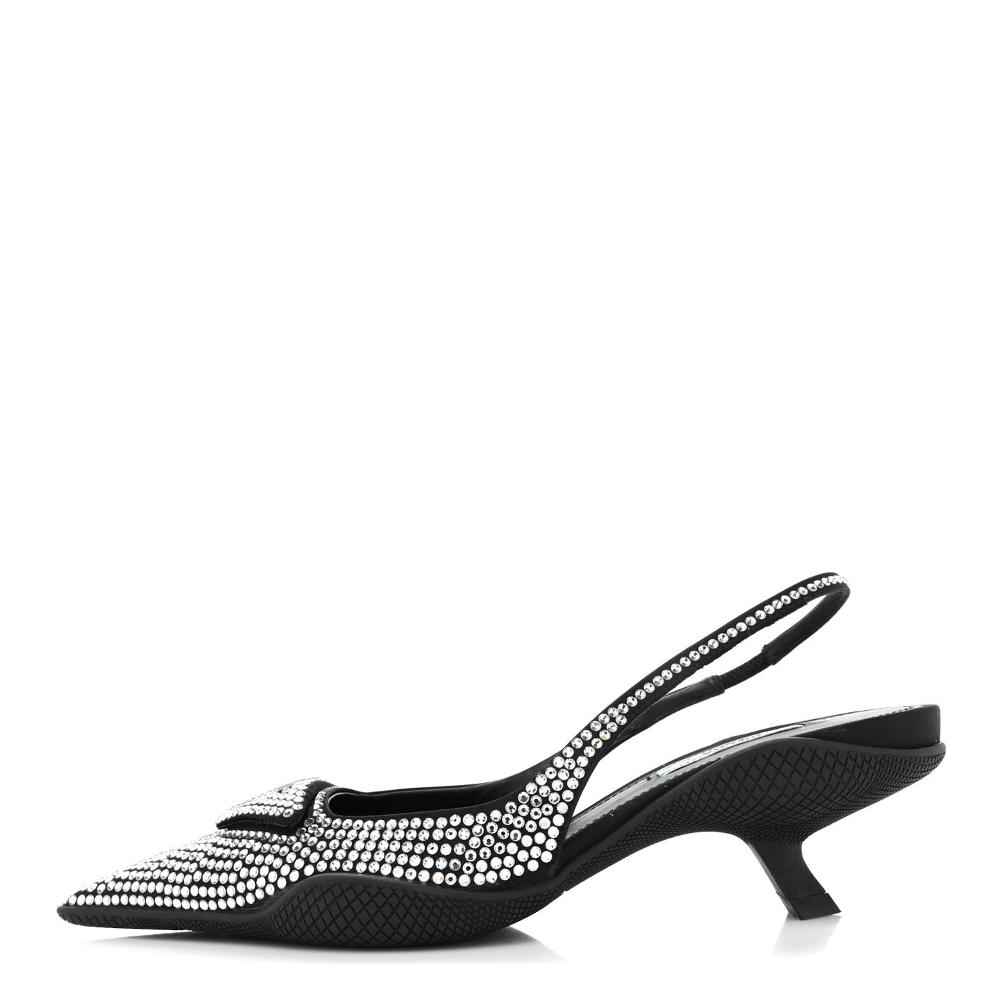 Satin Crystal Logo 45mm Slingback Pumps 37 Cristal