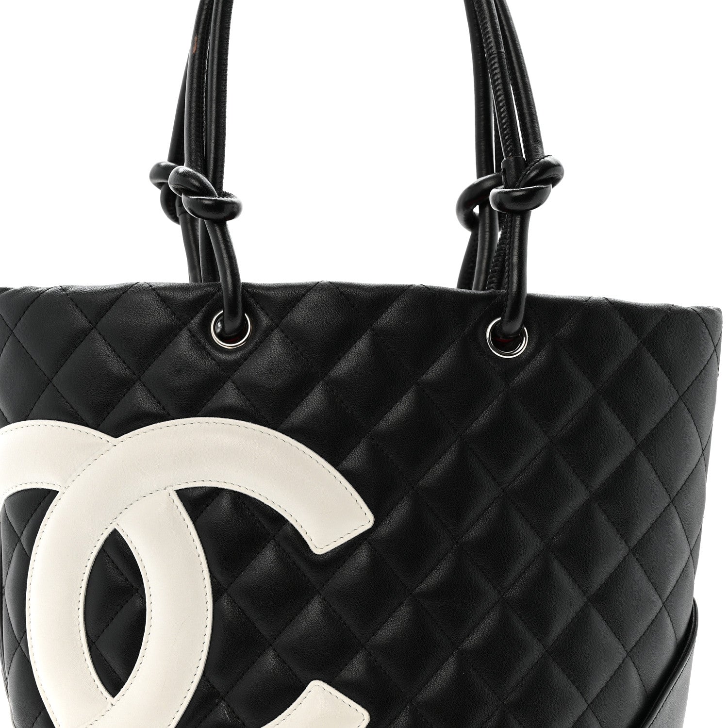 Chanel Calfskin Quilted Medium Cambon Tote Black White 8 of 15