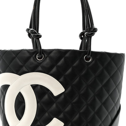 Chanel Calfskin Quilted Medium Cambon Tote Black White 8 of 15