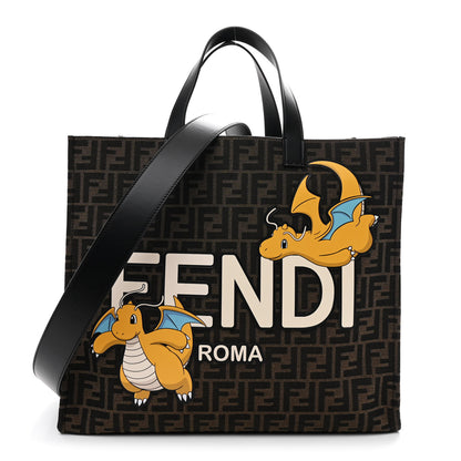 Fendi X FRGMT X POKEMON Fabric Jacquard FF Pokemon Shopping Tote Bag Tobacco Moro Giallo Mimosa 1 of 9