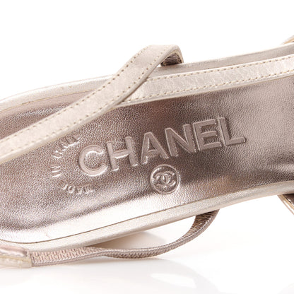 Chanel Laminated Cap Toe CC Slingback Pumps 39.5 Copper Black 7 of 9