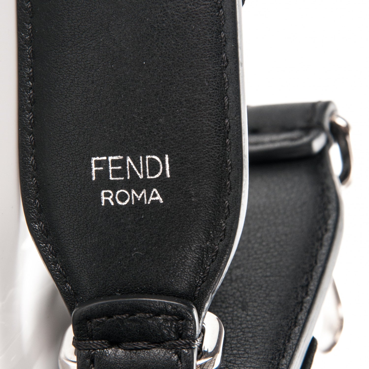Fendi Vitello Dolce Nappa Patent Flowerland Studded Strap You Black 4 of 4
