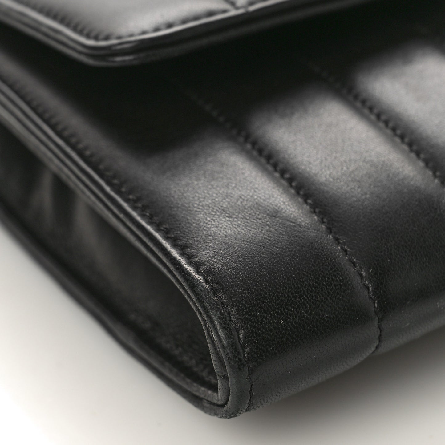 Lambskin Matelasse Monogram Vicky Chain Wallet Black