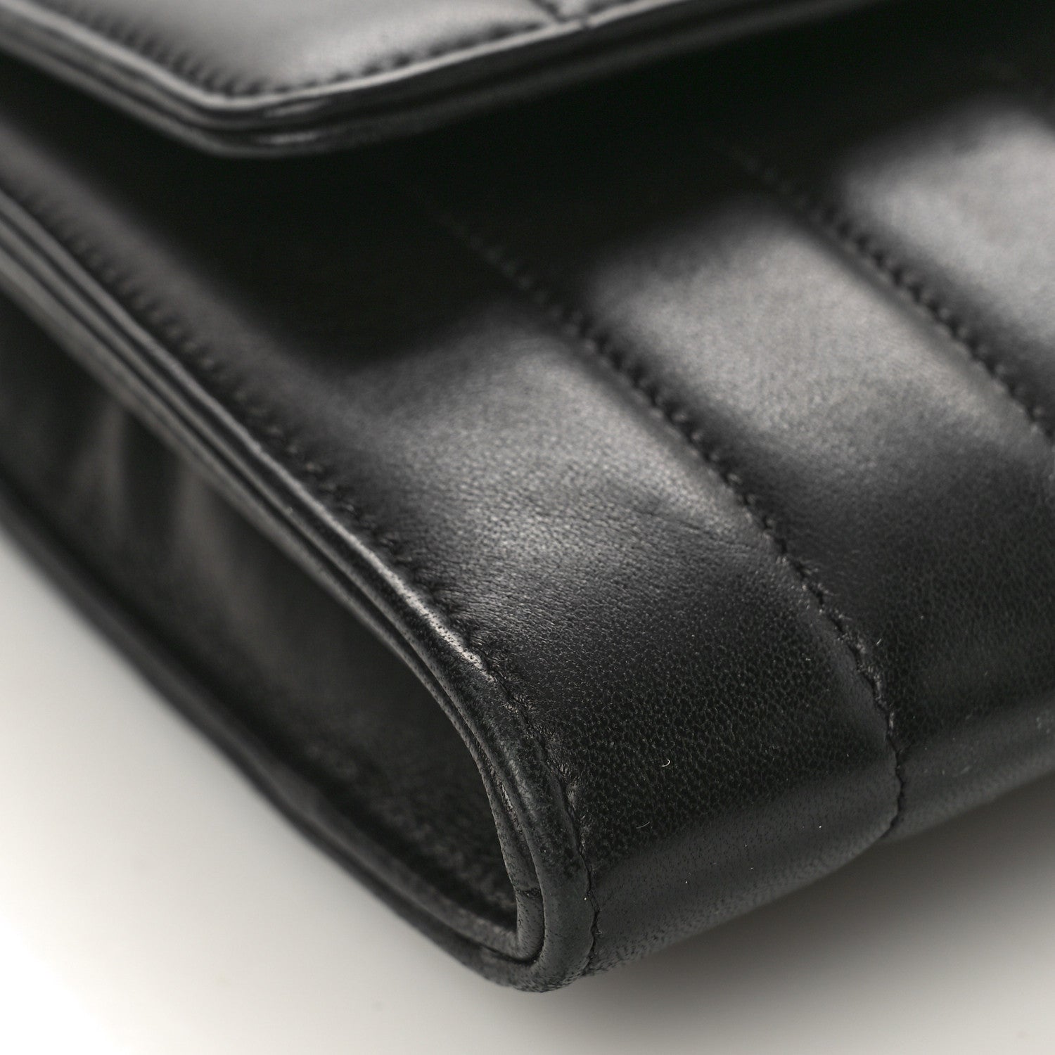 Saint Laurent Lambskin Matelasse Monogram Vicky Chain Wallet Black 7 of 9