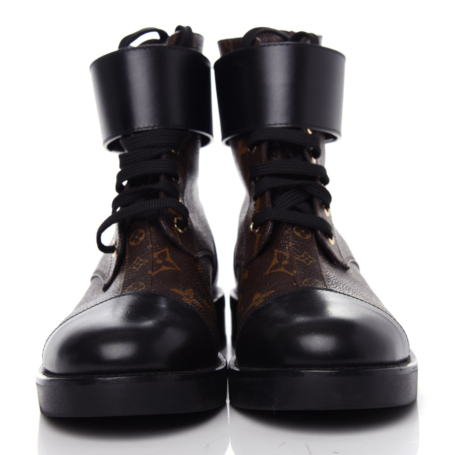 Louis Vuitton Calfskin Monogram Wonderland Flat Ranger Boots 37 Black 2 of 10