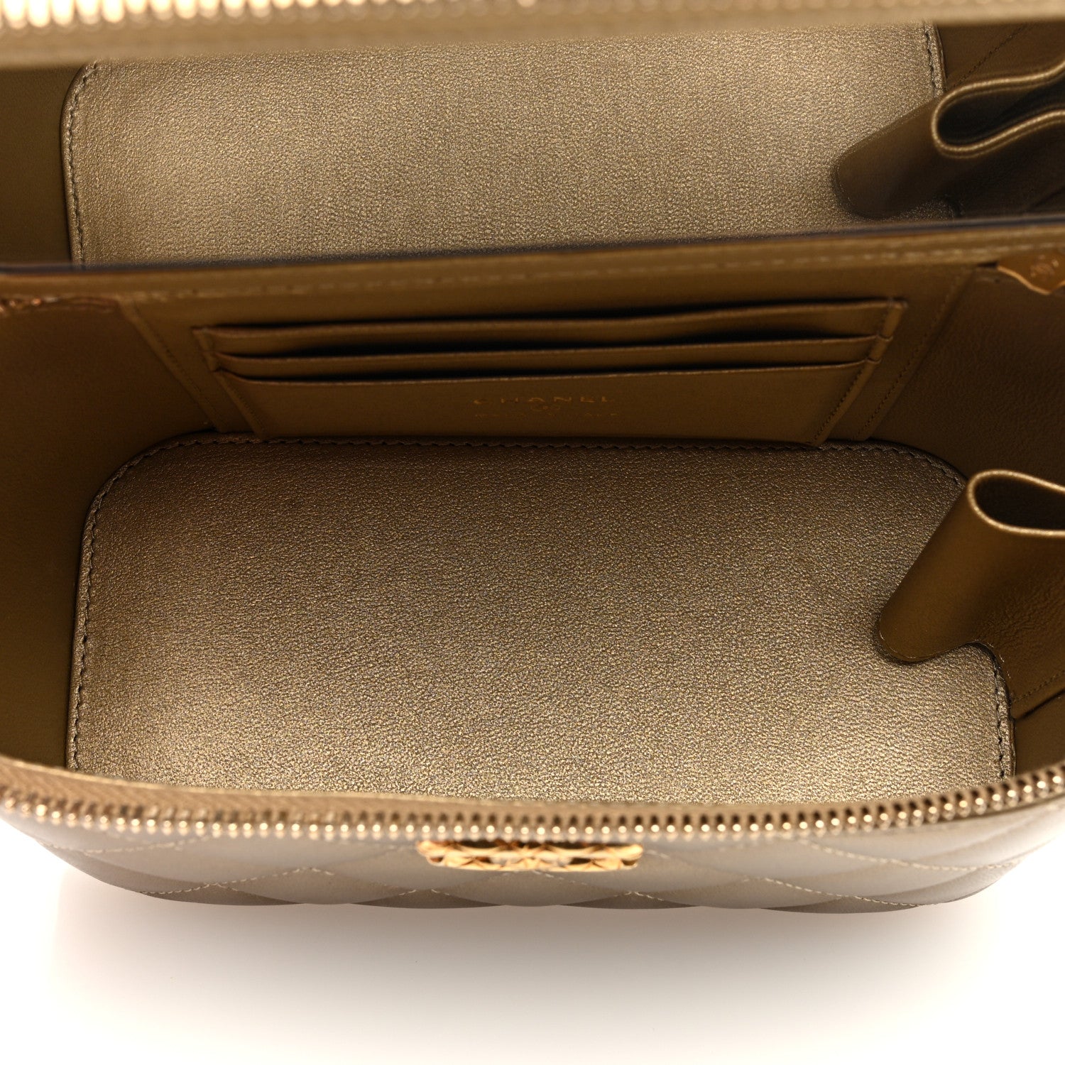 Chanel Metallic Lambskin Quilted Small CC Dynasty Vanity Case With Chain Gold 5 of 11