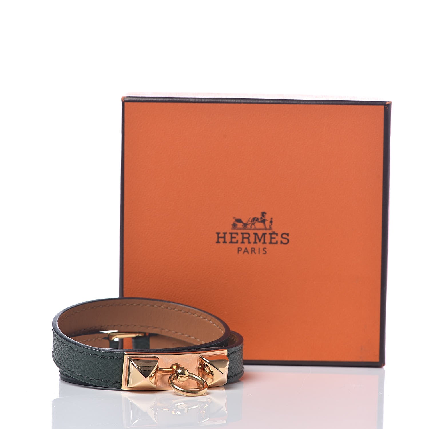 Hermes Epsom Rivale Double Tour Bracelet S Vert Anglais 7 of 7