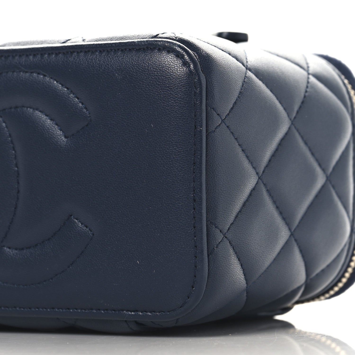 Chanel Lambskin Quilted Metal Small Top Handle Vanity Case With Chain Blue 11 of 12