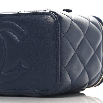 Chanel Lambskin Quilted Metal Small Top Handle Vanity Case With Chain Blue 11 of 12