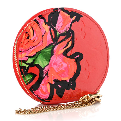 Louis Vuitton Vernis Roses Chapeau Coin Purse Orange Sunset 3 of 16
