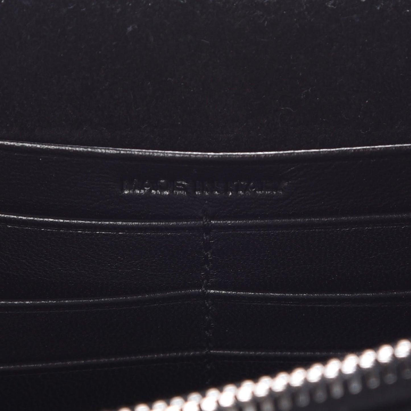 Metallic Suede Classic Monogram Kate Tassel Chain Wallet Black Silver