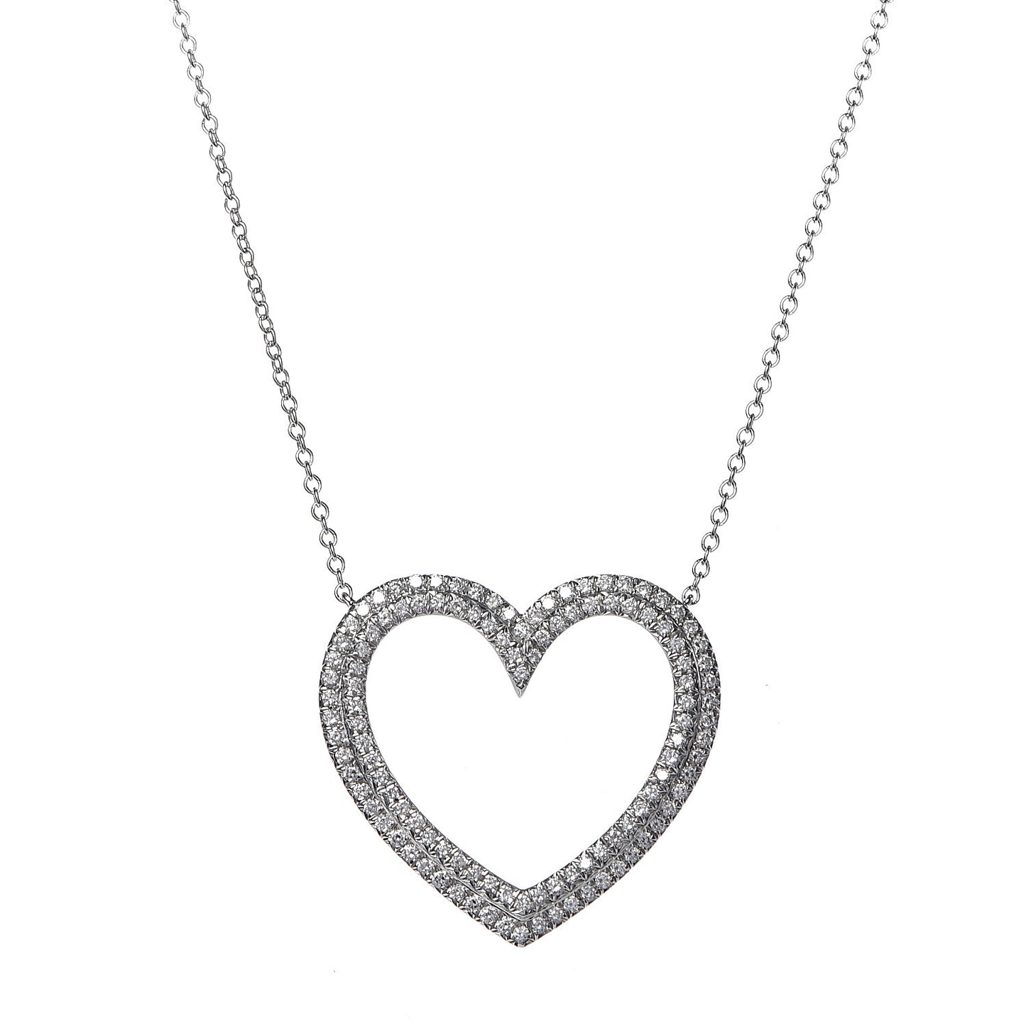 Platinum Diamond Large Metro Heart Pendant Necklace